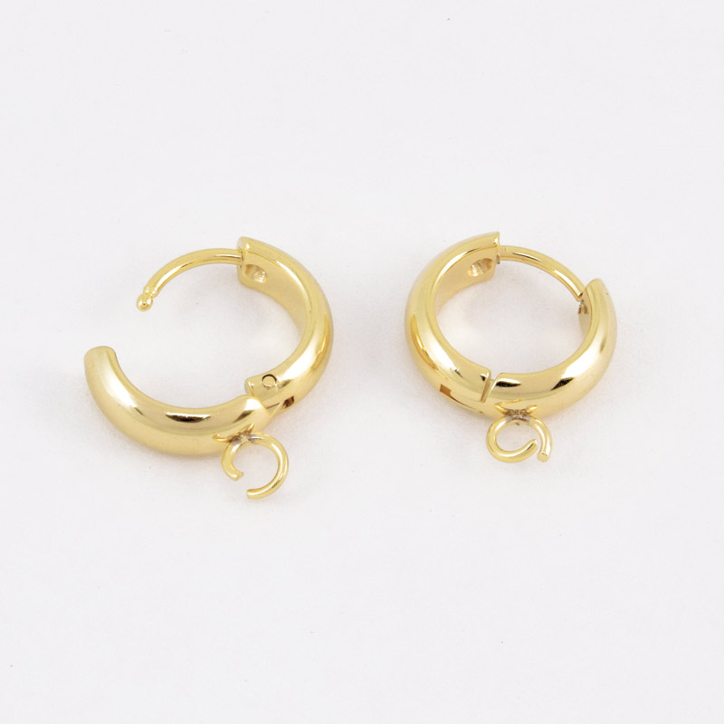Сережки-кільця Huggie з нерж. сталі, 17х13х4 мм, Покриття 24 kt (STL-059034)