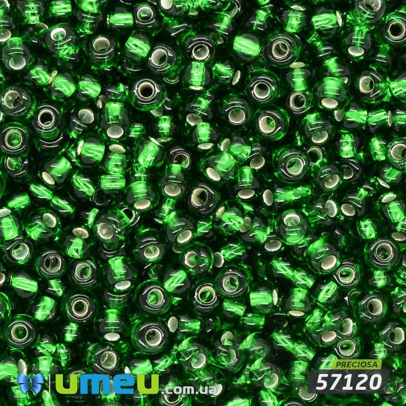 Бісер чеський 8/0, №57120, Зелений, Блискучий (BIS-024360)