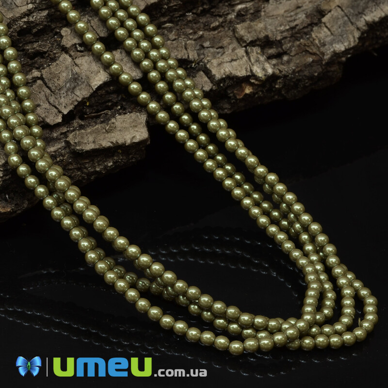 Намистини чеське скло Preciosa Перли 3 мм Pearlescent Khaki, Оливкові (BUS-042318)