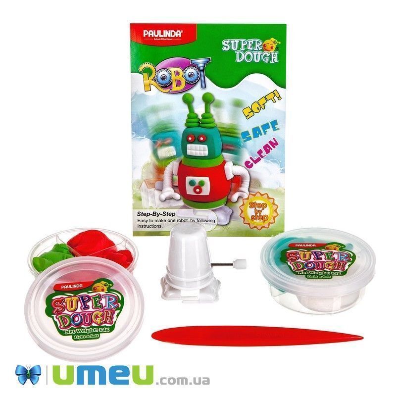 Масса для лепки Paulinda Super Dough Robot заводной механизм (шагает), красный (DIF-043524)