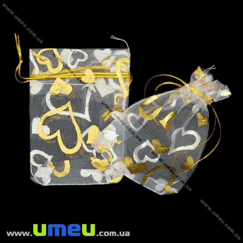 Подарункова упаковка з органзи, 7х9 см, Біла (UPK-012361)