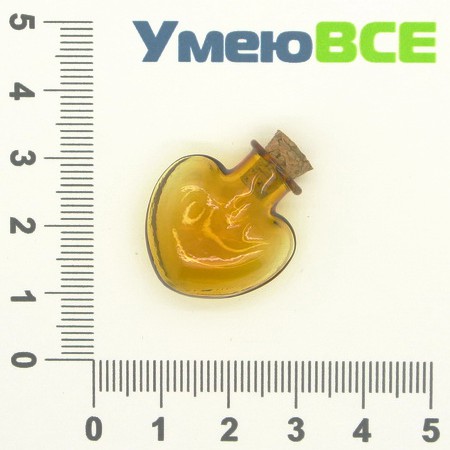 Скляна баночка Серце, Коричнева, 26х22 мм (DIF-006688)