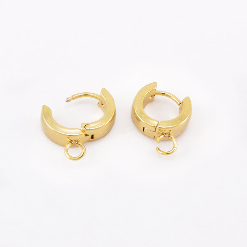Сережки-кільця Huggie з нерж. сталі, 14,5х11х4 мм, Покриття 24 kt (STL-059032)