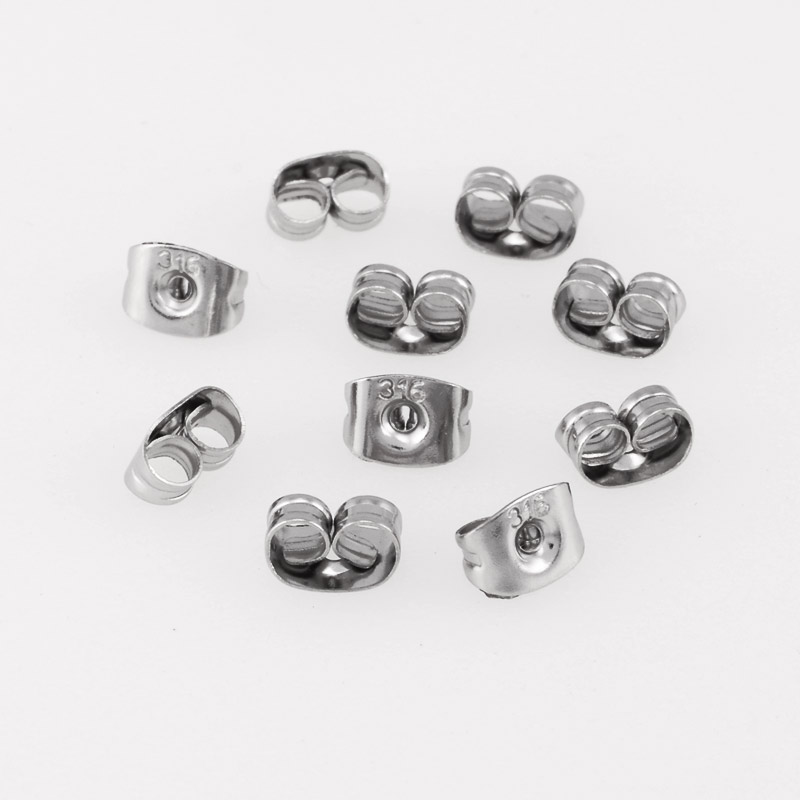 Заглушки для пусет из нерж. стали, 6х4,5 мм, Темное серебро (STL-055937)