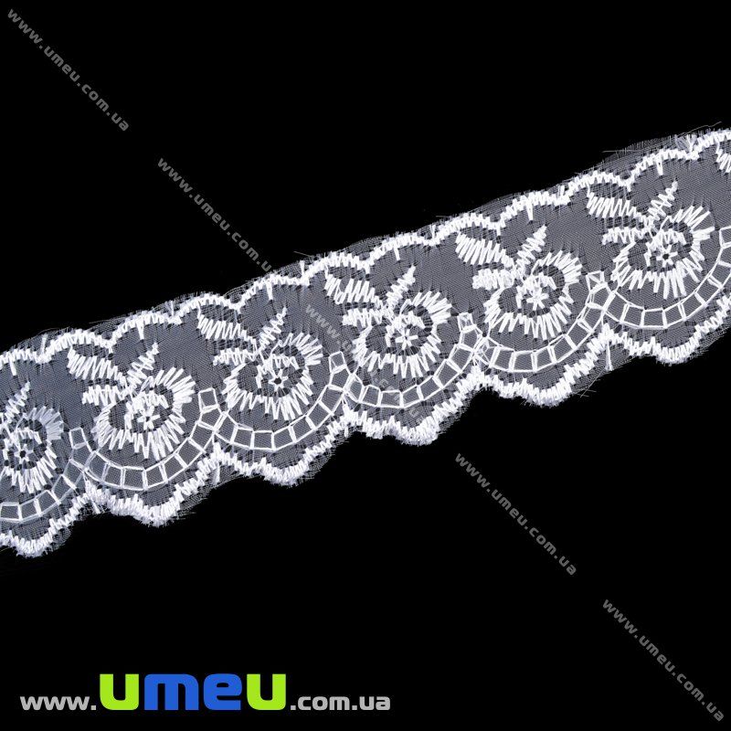 Кружево органза Яблочко, 40 мм, Белое (LEN-010425)
