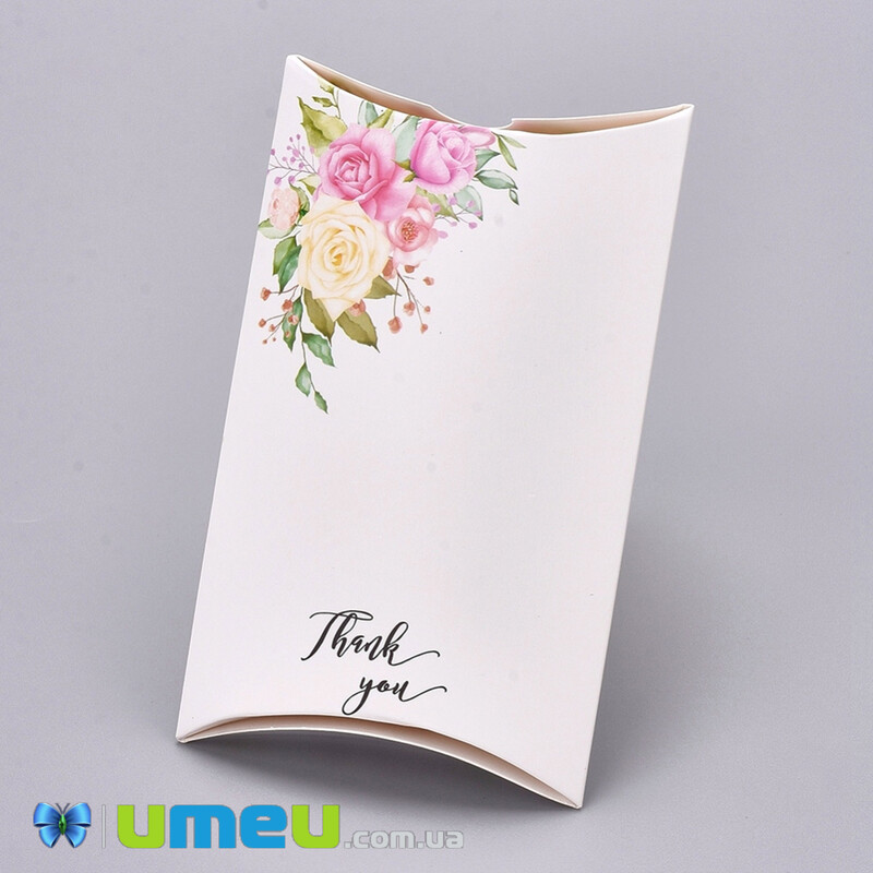 Збірна картонна коробочка, 12,5х8 см, Біла, Thank you (UPK-042935)