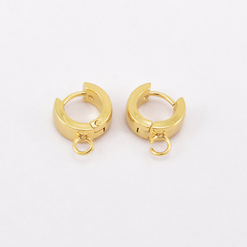 Сережки-кільця Huggie з нерж. сталі, 14,5х11х4 мм, Покриття 24 kt (STL-059032)