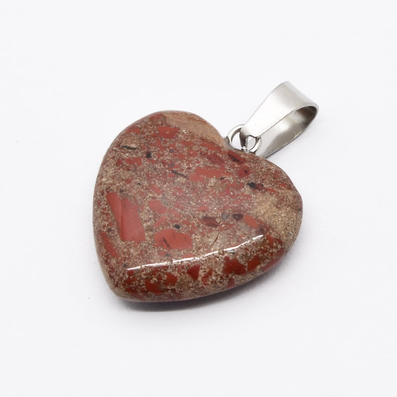 Підвіска Серце, Натур. камінь Яшма червона, 20х20 мм (POD-054326)