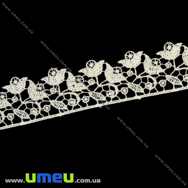 Мереживо плетене Тюльпани, 32 мм, Кремове (LEN-011885)