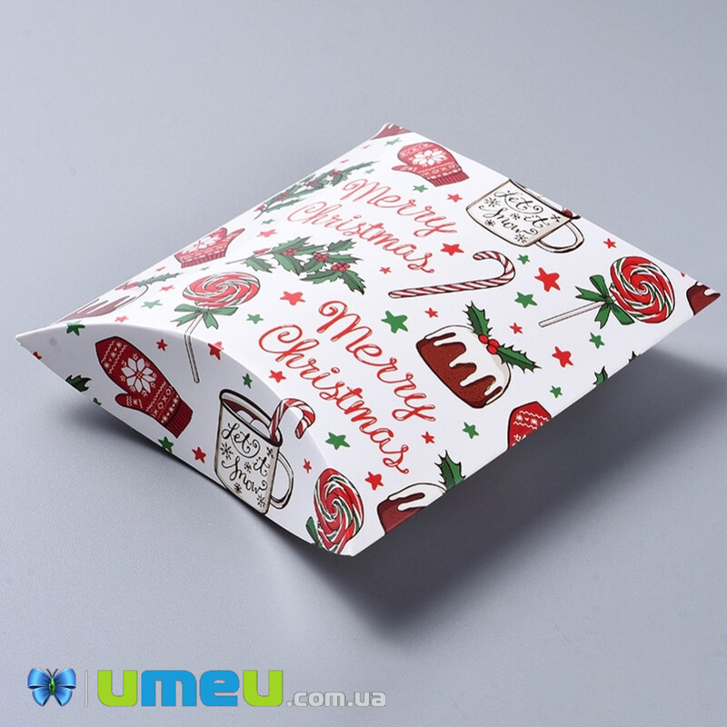 Збірна картонна коробочка, 16,5х14 см, Біла, Merry Christmas (UPK-042938)