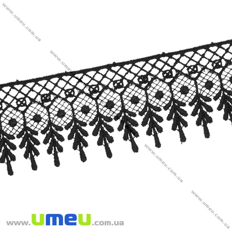 Мереживо плетене, 50 мм, Чорне (LEN-011850)
