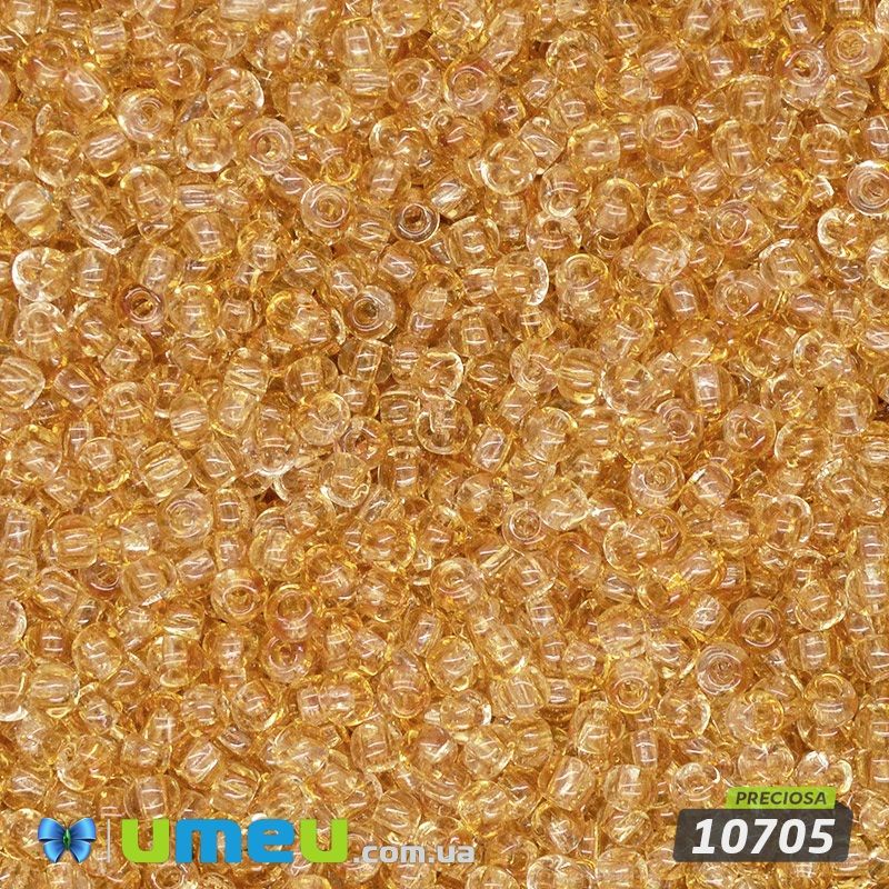 Бісер чеський №100/10705, Бурштиновий, Прозорий, 10/0 (BIS-043988)