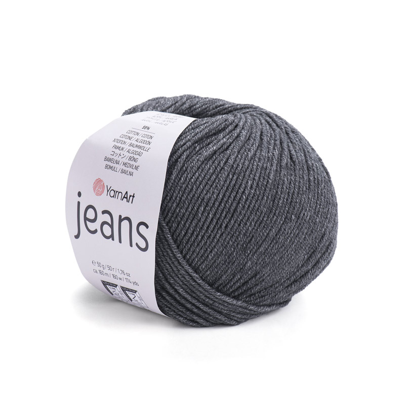Пряжа YarnArt Jeans 50 г, 160 м, Сіра темна 28 (YAR-025327)