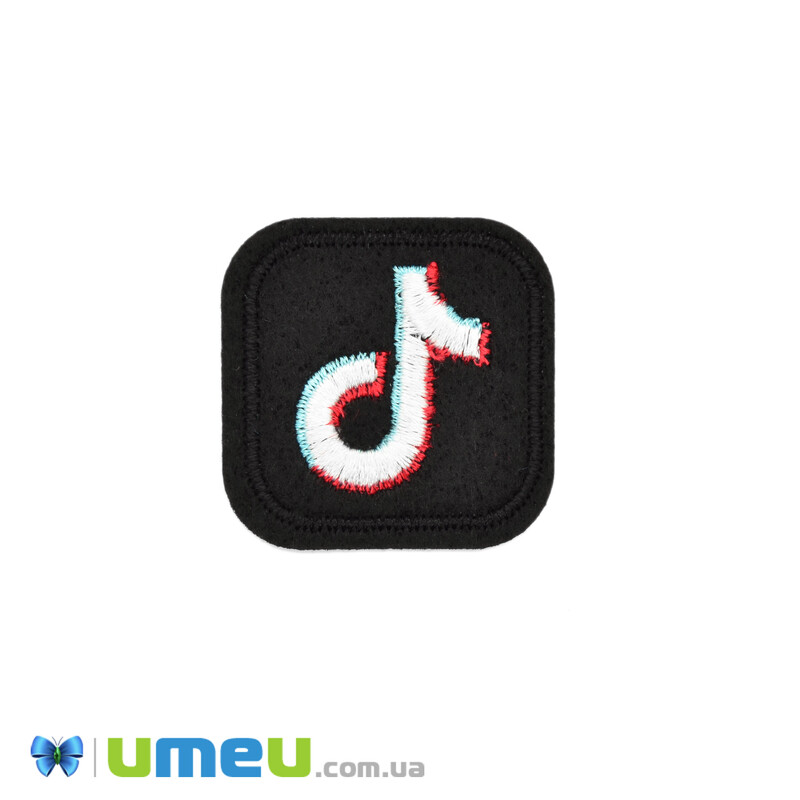 Термоаплікація TikTok, 4х4 см, Чорна (APL-042564)