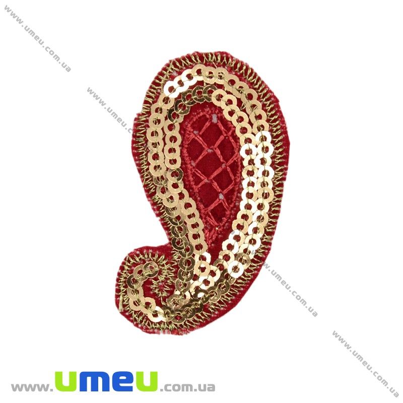 Термоаплікація з паєтками, 5х2,5 см, Червона (APL-021020)