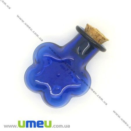 Скляна баночка Квітка, Синя, 24х20 мм (DIF-006708)