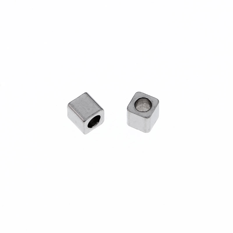 Бусина из нержавеющей стали Куб, 2,5 мм, Темное серебро (STL-055609)