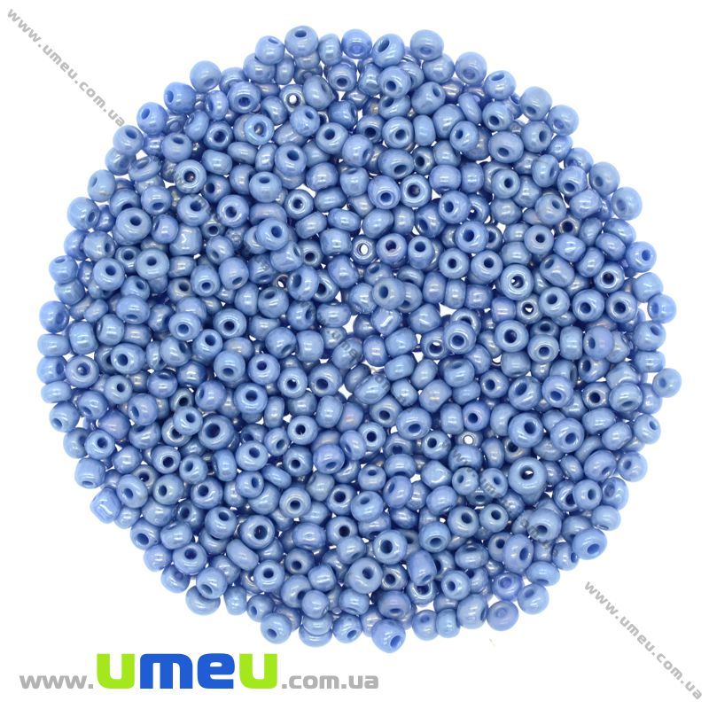 Бісер китайський середній, 8/0, Блакитний перламутровий, 3 мм (BIS-009069)