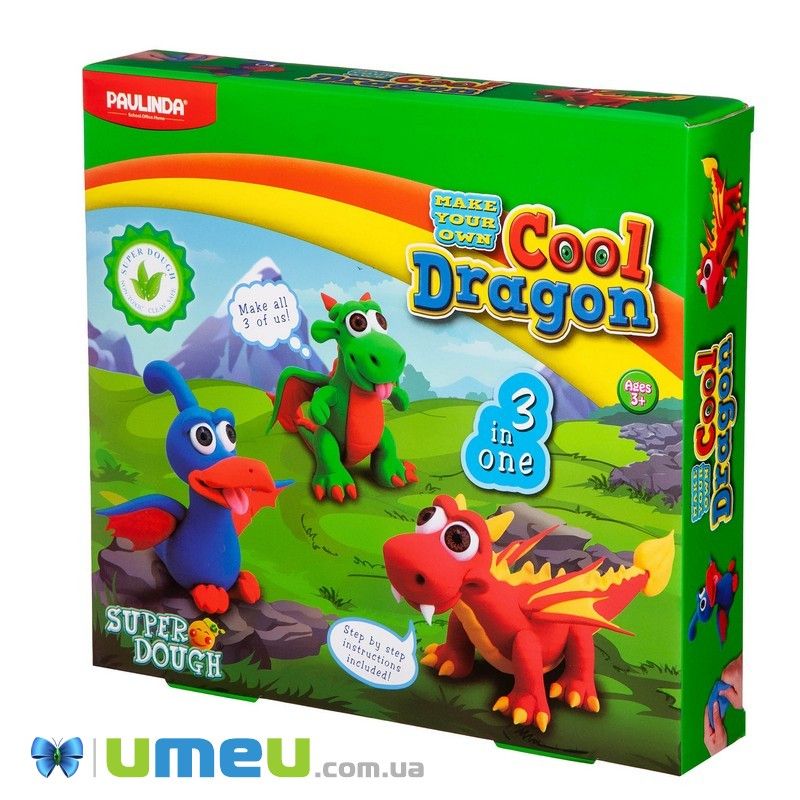 Маса для ліплення Paulinda Super Dough Cool Dragon Дракони 3 в 1 (DIF-043547)