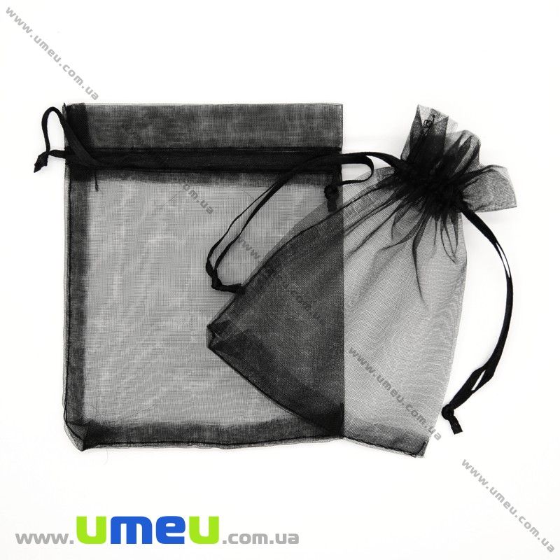 Подарочная упаковка из органзы, 10х12 см, Черная (UPK-009762)