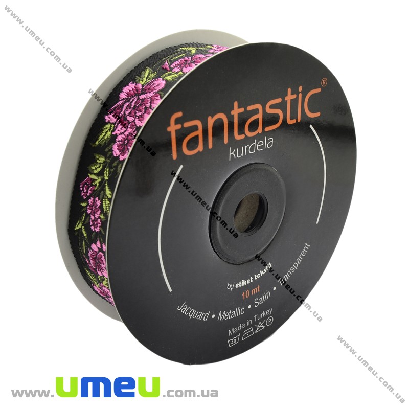 Тесьма Fantastic цветы, 25 мм, Розовая (LEN-010955)