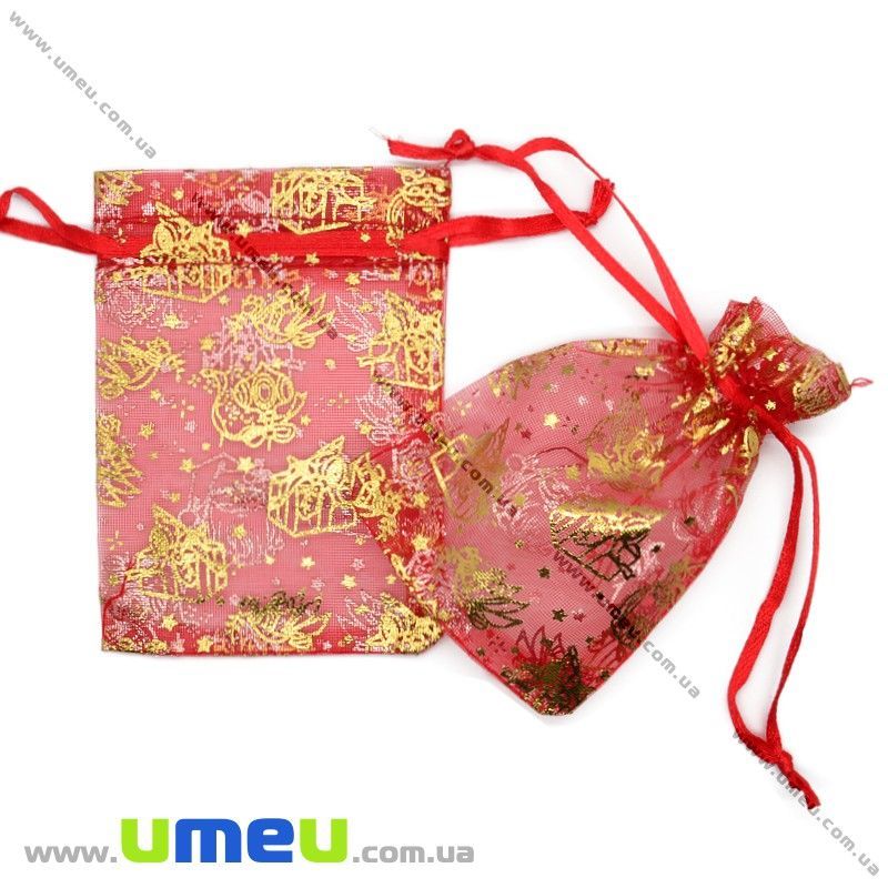 Подарочная упаковка из органзы, 7х9 см, Красная (UPK-012362)