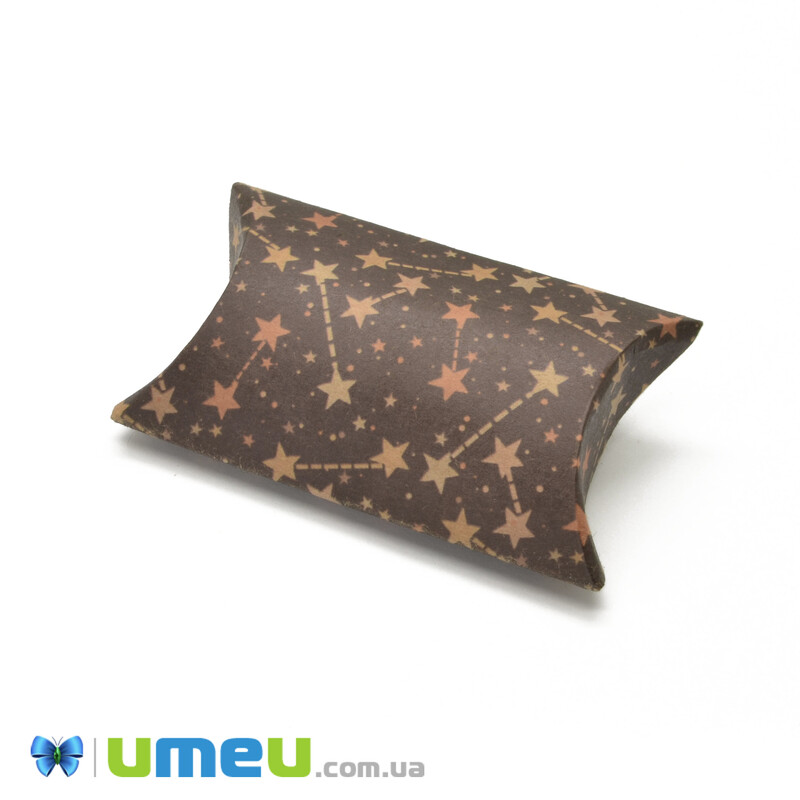 Збірна картонна коробочка, 8х5,5 см, Крафт, Зірочки (UPK-042916)