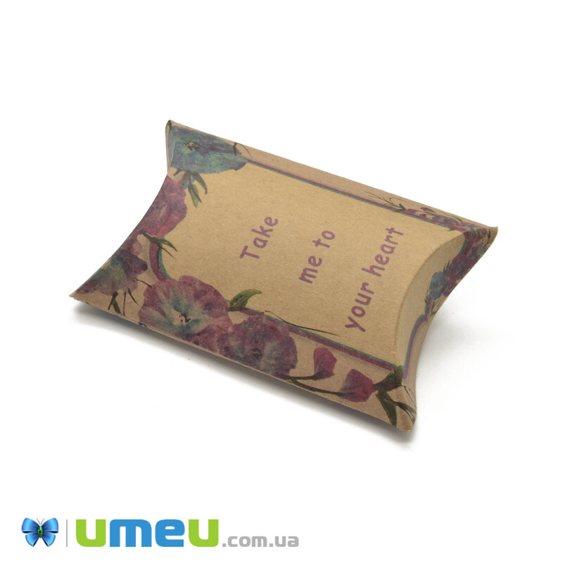 Збірна картонна коробочка, 8х5,5 см, Крафт, Маки (UPK-042915)