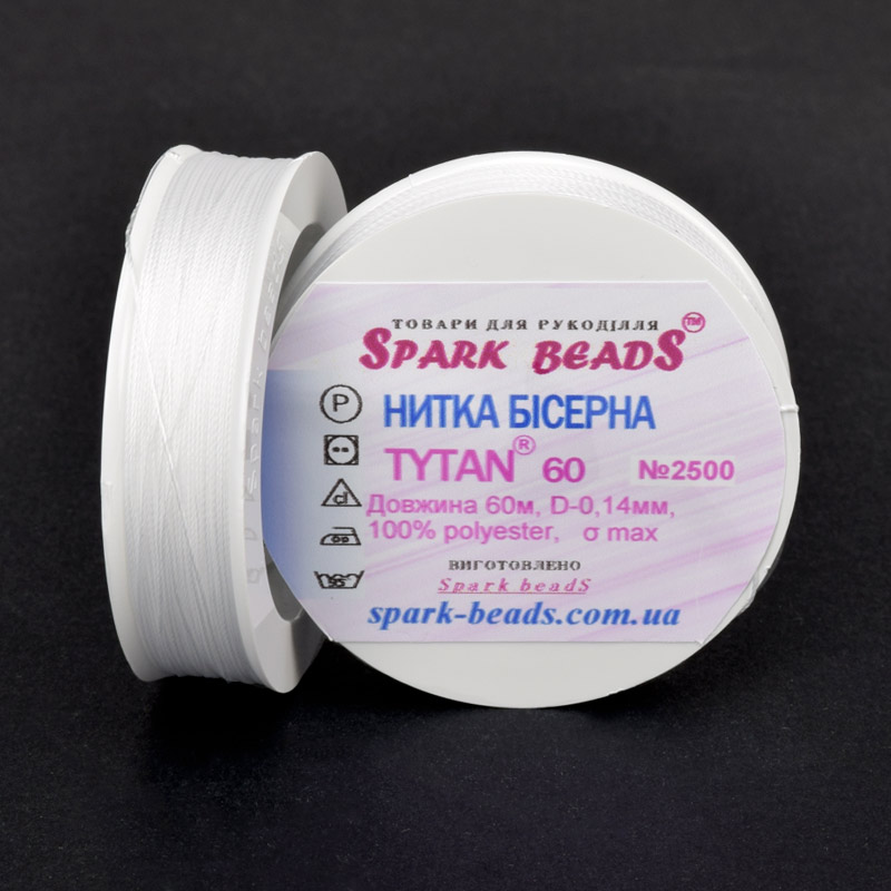 Нитка для бісеру Титан 60, Біла №2500, 60 м (MUL-015733)