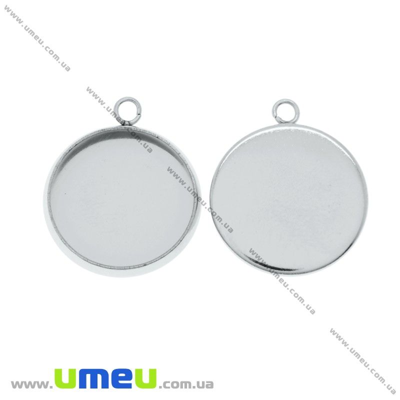 Основа кругла з нерж. сталі, 19х16 мм, 14 мм, Темне срібло (STL-025585)