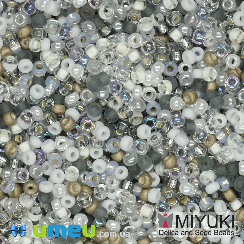 Бісер японський Miyuki круглий RR 11/0 №MIX12, Мікс сірий (BIS-038821)