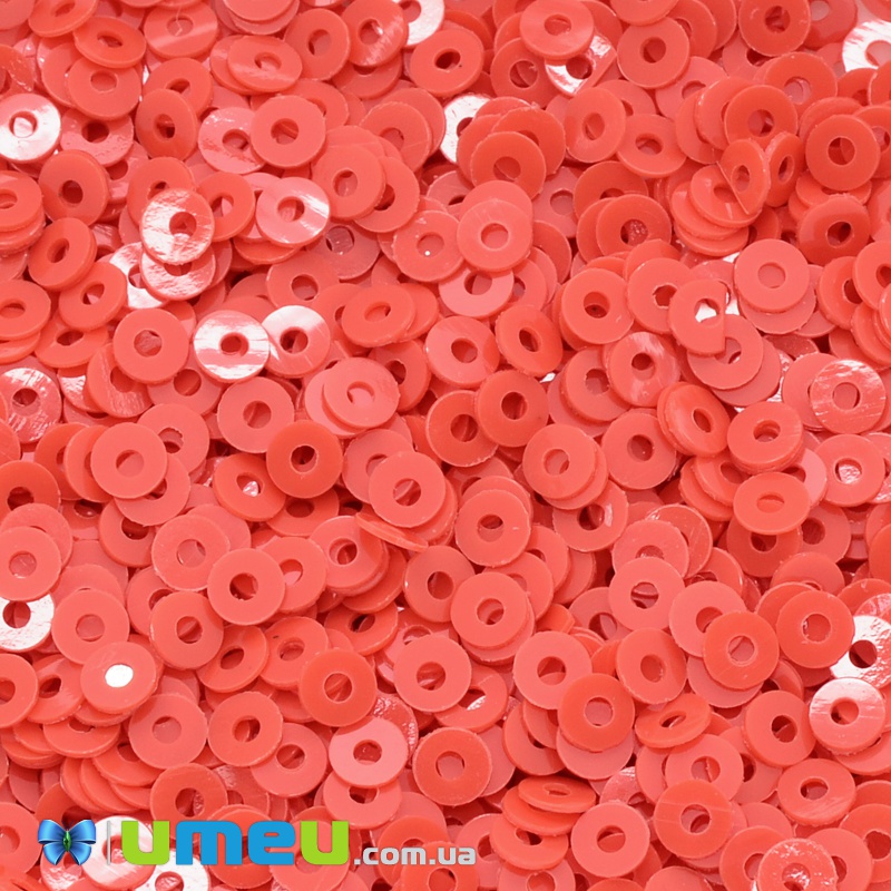 Паєтки Індія круглі плоскі, 3 мм, Червоно-оранжевий (PAI-037606)