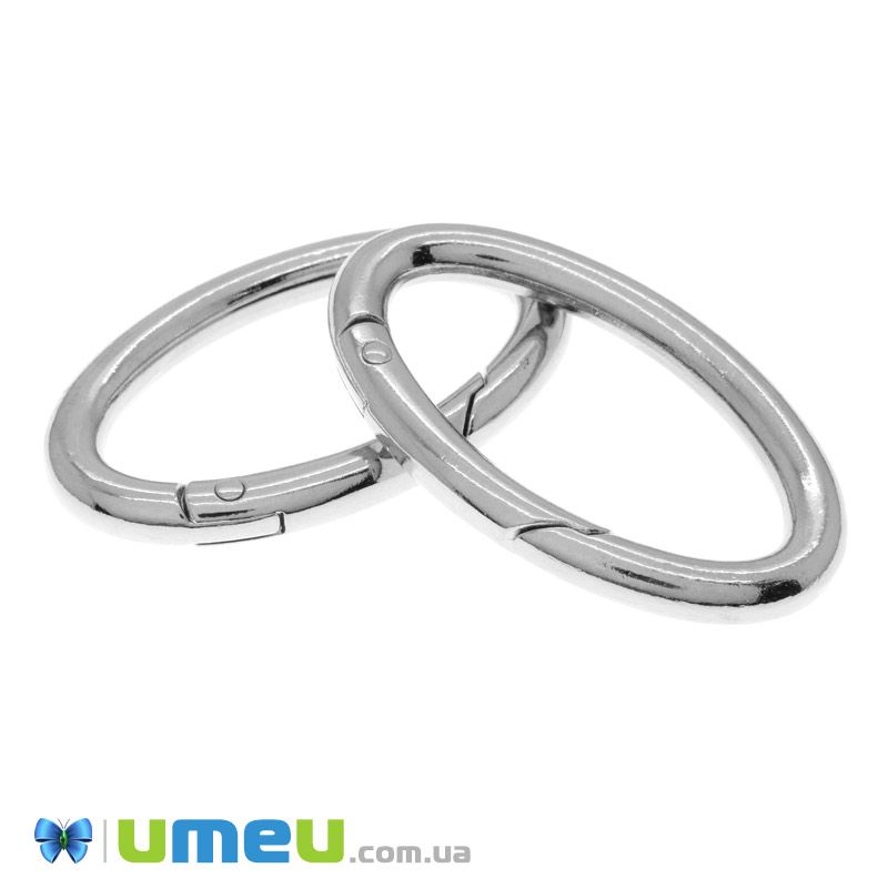 Кільце для сумки металеве, 48х29 мм, Темне срібло (BAG-046215)