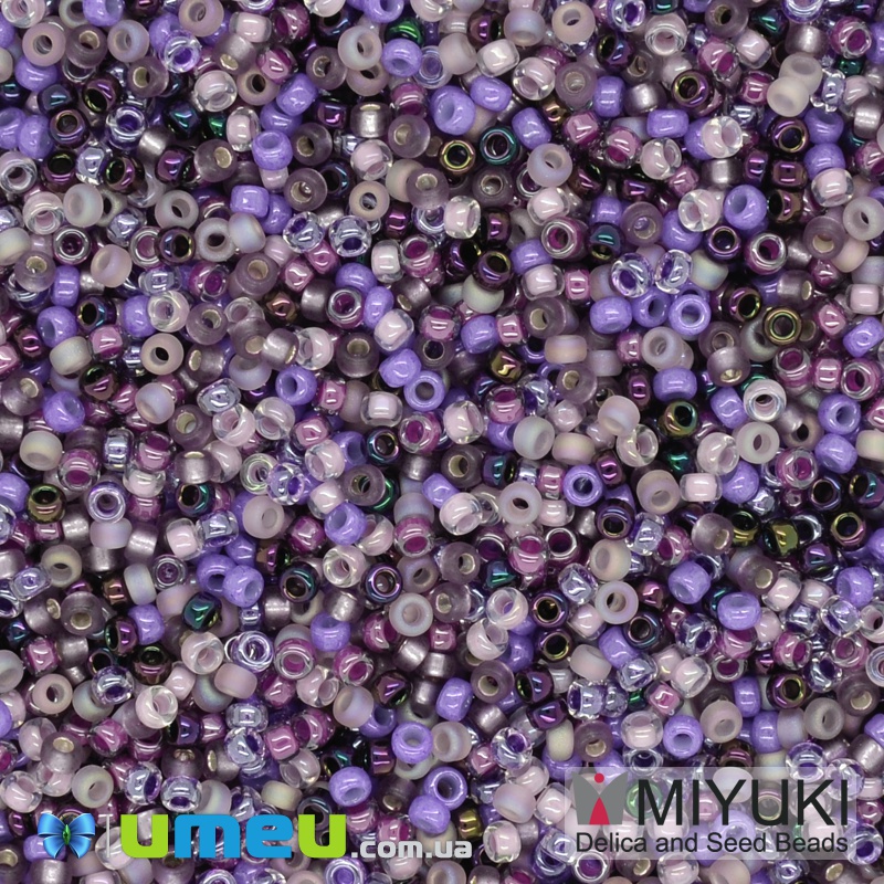 Бісер японський Miyuki круглий RR 15/0 №MIX01, Мікс бузковий (BIS-038828)