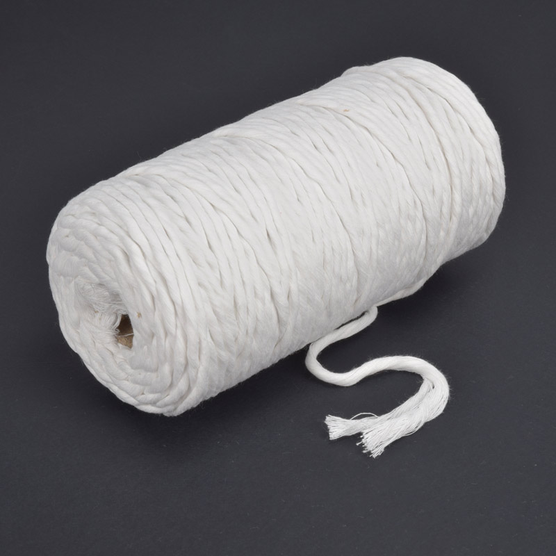 Шнур для макраме хлопковый, 4-5 мм, Белый (LEN-063014)