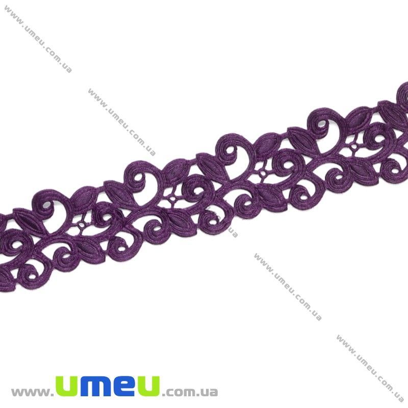 Тасьма тиснена Листочки, 20 мм, Фіолетова (LEN-019714)