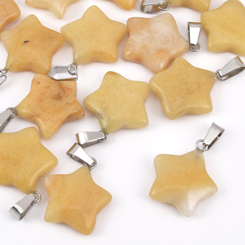 Підвіска Зірка, Натур. камінь Нефрит жовтий, 23х20 мм (POD-031873)