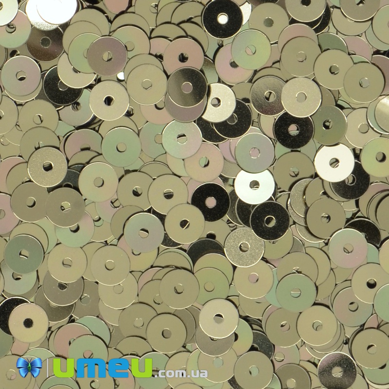 Паєтки Італія круглі плоскі, 4 мм, Бронзові №2071 Oro Antico Metallizzati (PAI-039110)