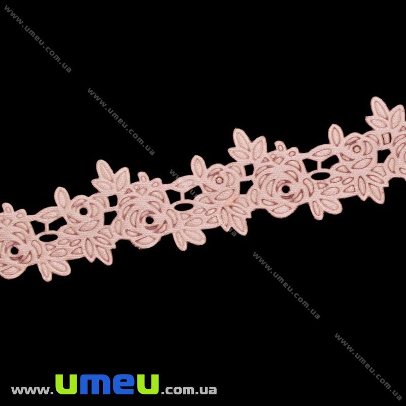 Тесьма тисненая Розочки, 20 мм, Персиковая (LEN-025669)