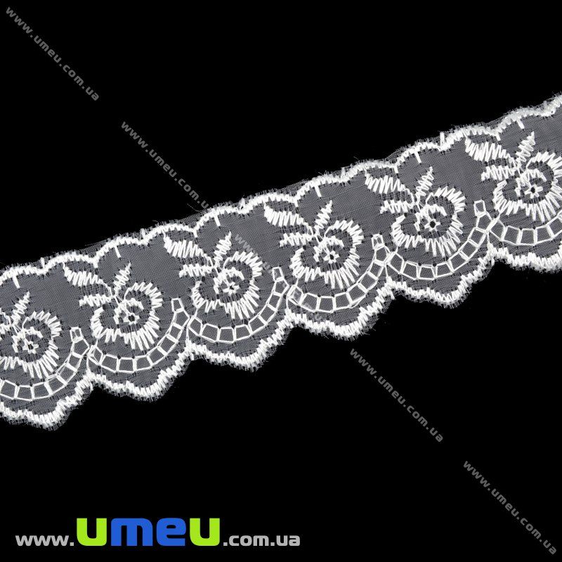 Кружево органза Яблочко, 40 мм, Молочное (LEN-010426)