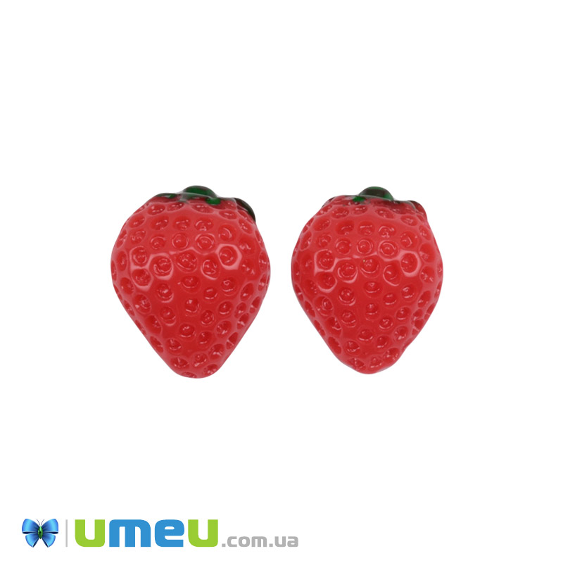 Кабошон из полимерной глины, Клубника, 18х14 мм, Красный (DIF-050795)