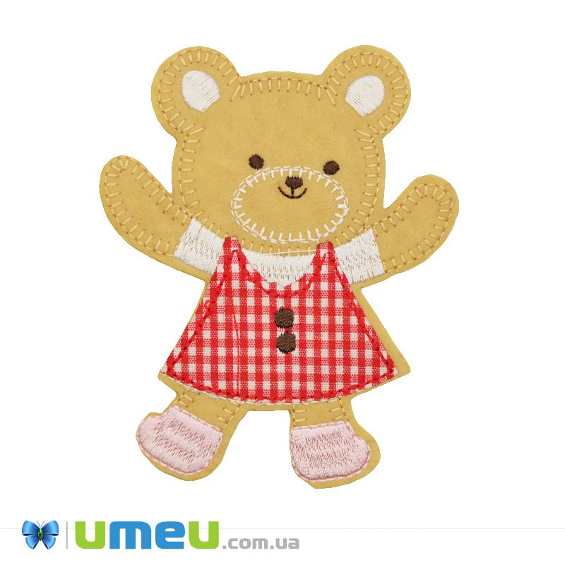 Термоаппликация детская Мишка, 10х8,5 см, Красная (APL-047650)