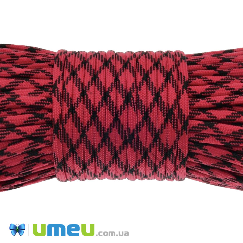 Шнур паракорд семіжільний меланж 4 мм, Червоний (LEN-012233)