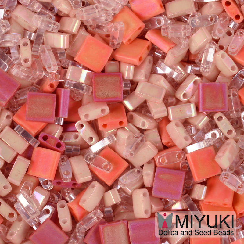 Бісер японський Miyuki TILA №mix25, Бежево-червоний (BIS-053262)