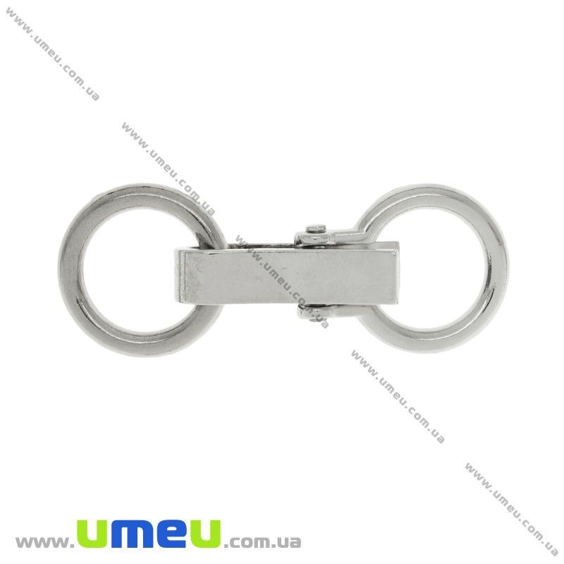 Замок металевий з кільцями, 60х23 мм, Темне срібло (SEW-023985)