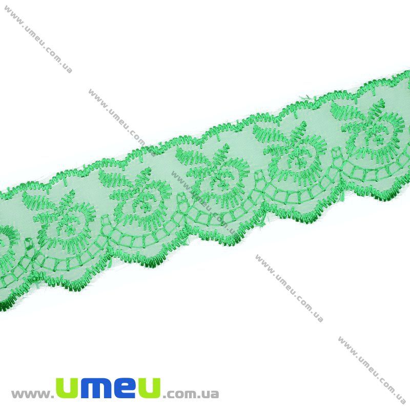 Мереживо органза Яблучко, 40 мм, Зелене (LEN-010437)