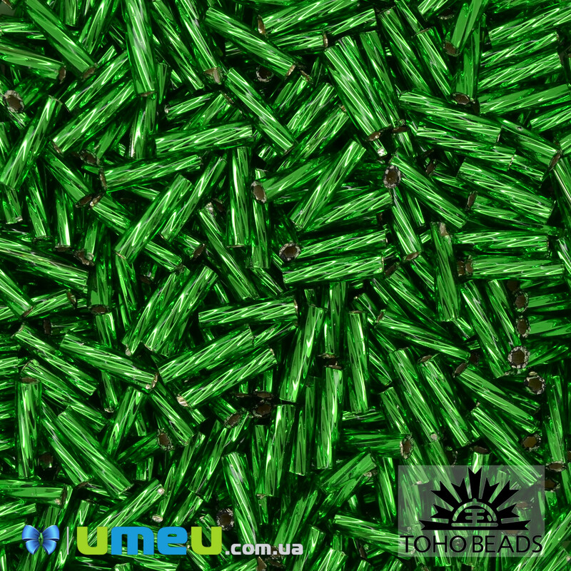 Бисер японский TOHO Стеклярус крученый 9 мм TW-03-27В, Зеленый (BIS-043356)