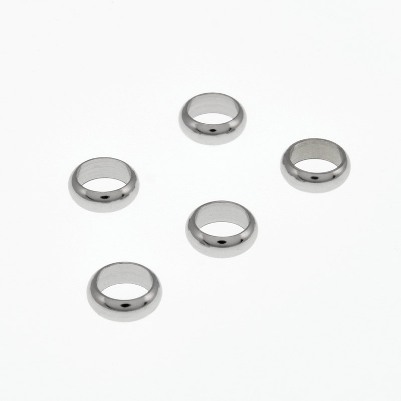 Бусины из нерж. стали Круглые плоские, 7х2,5 мм, Темное серебро (STL-058412)