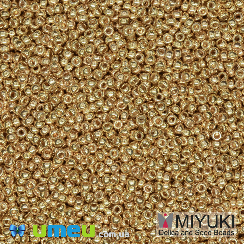Бісер японський Miyuki круглий RR 15/0 №182 гальванізований, Золотистий (BIS-039800)