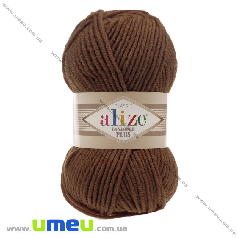 Пряжа Alize Lanagold Plus 100 г, 140 м, Коричнева 373 (YAR-029541)